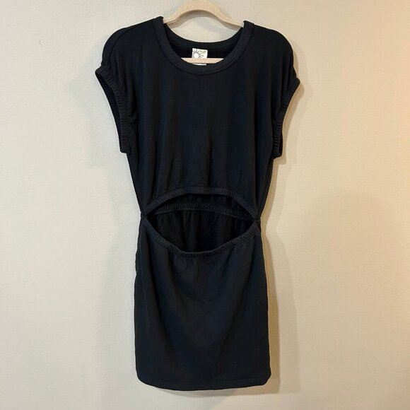 NWT Offline By Aerie Weekend Fleece Cut Out Dress Black Crewneck Size Medium - Picture 4 of 7